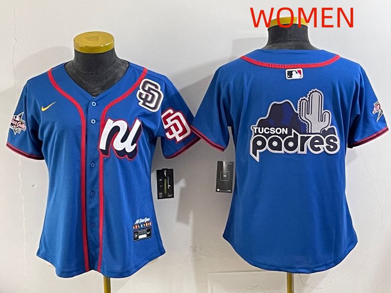 Women 2025 San Diego Padres Blank Blue All star Nike MLB Jersey style 04